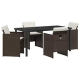 Garden Dining Set 5 pcs Brown Poly Rattan 3380603