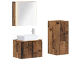 Bathroom Furniture Set 4 pcs Old Wood Engineered Wood and Glass 3407453