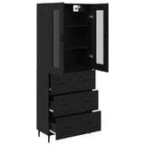 Highboard with Drawer 2 pcs Black Oak Engineered Wood 3416247