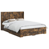 Bed Frame with Storage and Headboard Smoked Oak Engineered Wood 3414129