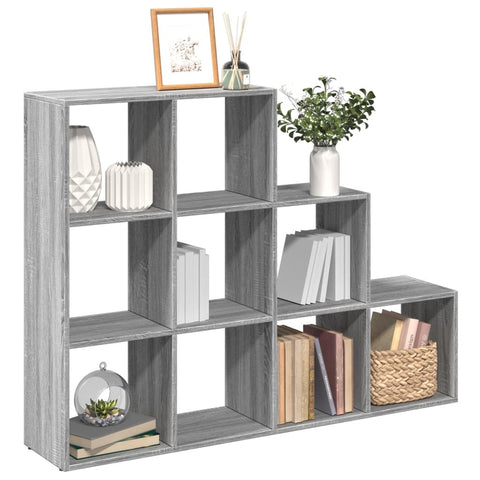 ZNTS Room Divider Bookcase 3-Tier Grey Sonoma 137.5x29x103.5 cm Engineered Wood 857981