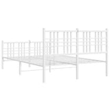 Metal Bed Frame without Mattress with Footboard White 137x190cm 376390