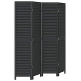 Room Divider 4 Panels Black Solid Wood Paulownia 358850