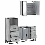 ZNTS 3 Piece Bathroom Furniture Set Grey Sonoma Engineered Wood 3301018
