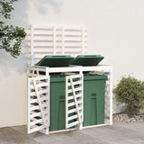 Double Wheelie Bin Storage White Solid Wood Pine 3157686