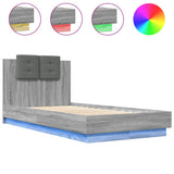 Bed Frame with LED without Mattress Grey Sonoma 75x190 cm Small Single 3210071