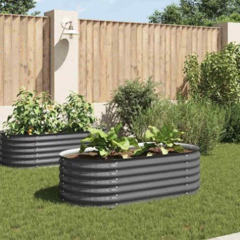 Garden Raised Bed 160x80x44 cm Galvanised Steel Grey 45529