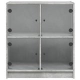 Side Cabinet with Glass Doors Concrete Grey 68x37x75.5 cm 836381