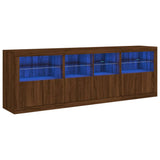 Sideboard with LED Lights Brown Oak 202x37x67 cm 3209015