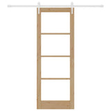 Sliding Door Natural 78 x 211 cm Solid Pine Wood and Glass 3332413
