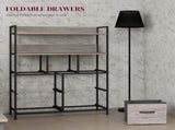 Rustic Chest of Seven Fabric Drawers - Grey Wood Effect T3398P330513