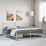 Metal Bed Frame without Mattress with Footboard White 193x203cm 350955