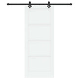 Sliding Door White and Black 83 x 202 cm Solid Pine Wood 3445506