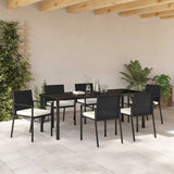 Garden Dining Set 7 pcs Black Powder-Coated Steel 3379252