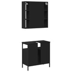 ZNTS 2 Piece Bathroom Furniture Set Black Engineered Wood 3214715