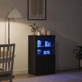 LED Sideboard Black Oak 60.5 x 37 x 100 cm Engineered Wood 863017