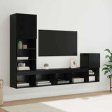 TV Wall Units with LED Strip Lights Black Oak Engineered Wood 3402949