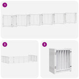 Dog Gate with Door Foldable 12 Panels White 600 cm Poplar Wood 3155704