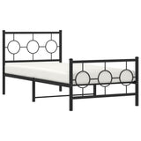 Metal Bed Frame without Mattress with Footboard Black 90x200cm 376237