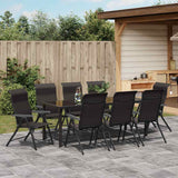 Garden Dining Set 9 pcs Black Coffee Powder-Coated Steel 3379274