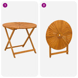 Folding Garden Table Natural 90 x 75 cm Solid Acacia Wood 42024980