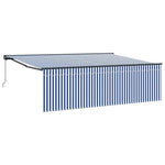 Retractable Awning Manual Blue and white 450 x 300 cm Fabric 3330853