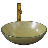 Bathroom Sink with Tap and Push Drain Gold Tempered Glass 3098461
