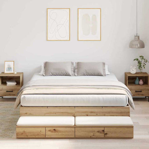 Storage Bed Frame with Drawer Artisan oak 236.5 x 140 x 31.5 cm 3335644