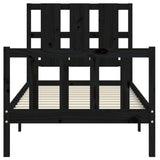 Bed Frame without Mattress Black Small Single Solid Wood Pine 3192195