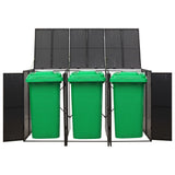 Triple Wheelie Bin Shed Black 207x80x117 cm Poly Rattan 319862