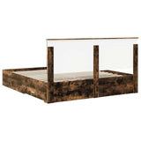 Bed Frame with Drawer Smoked Oak 200 x 200 cm Engineered Wood 3409612