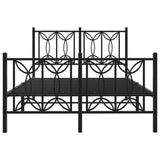 Metal Bed Frame without Mattress with Footboard Black 120x190cm 376143