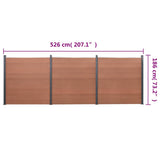 Fence Panel Set Brown 526x186 cm WPC 3211828