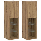 TV Cabinets with LED Lights 2 pcs Artisian Oak 30.5x30x102 cm 857679