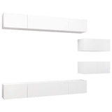6 Piece TV Cabinet Set White Engineered Wood 3078728