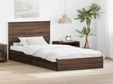 Storage Bed with Drawer Brown Oak 90 x 200 cm Engineered Wood 3409600