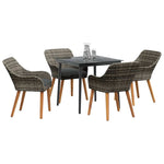 Garden Dining Set with Cushion 5 pcs Grey Poly Rattan 3261678