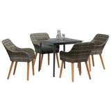 Garden Dining Set with Cushion 5 pcs Grey Poly Rattan 3261678