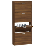 Shoe Cabinet Brown Oak 59x17x150 cm Engineered Wood 342525
