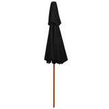 Double Decker Parasol with Wooden Pole Black 270 cm 313766