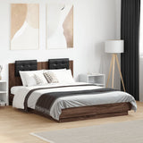 Bed Frame with LED without Mattress Brown Oak 135x190 cm Double 3210051