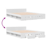 Bed Frame with Drawers without Mattress White 135x190 cm Double 3280769