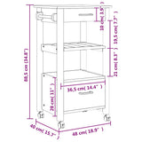 Kitchen Trolley MONZA 48x40x88.5 cm Solid Wood Pine 376087