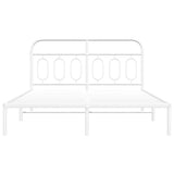 Metal Bed Frame without Mattress with Headboard White 140x190cm 377166