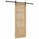 Sliding Door Natural and Black 73.5 x 198.5 cm Solid Pine Wood 3333158