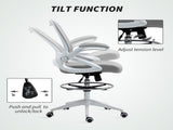 Drafting Chair with Flip-up Armrest, Mesh Office Stool with Foot Ring, 360 Degree Swivel Height T3398P344417
