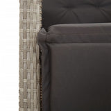 3 Piece Bistro Set with Cushions Light Grey Poly Rattan 3212598