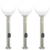 Bollard Lights with Sensor&Outlet 3 pcs 80 cm Stainless Steel IP44 4006108