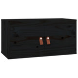 Wall Cabinet Set of 2 Black Solid pinewood, engineered wood 818374