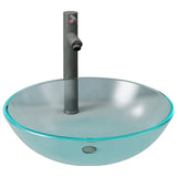 Bathroom Sink with Tap and Push Drain Frosted Tempered Glass 3098447